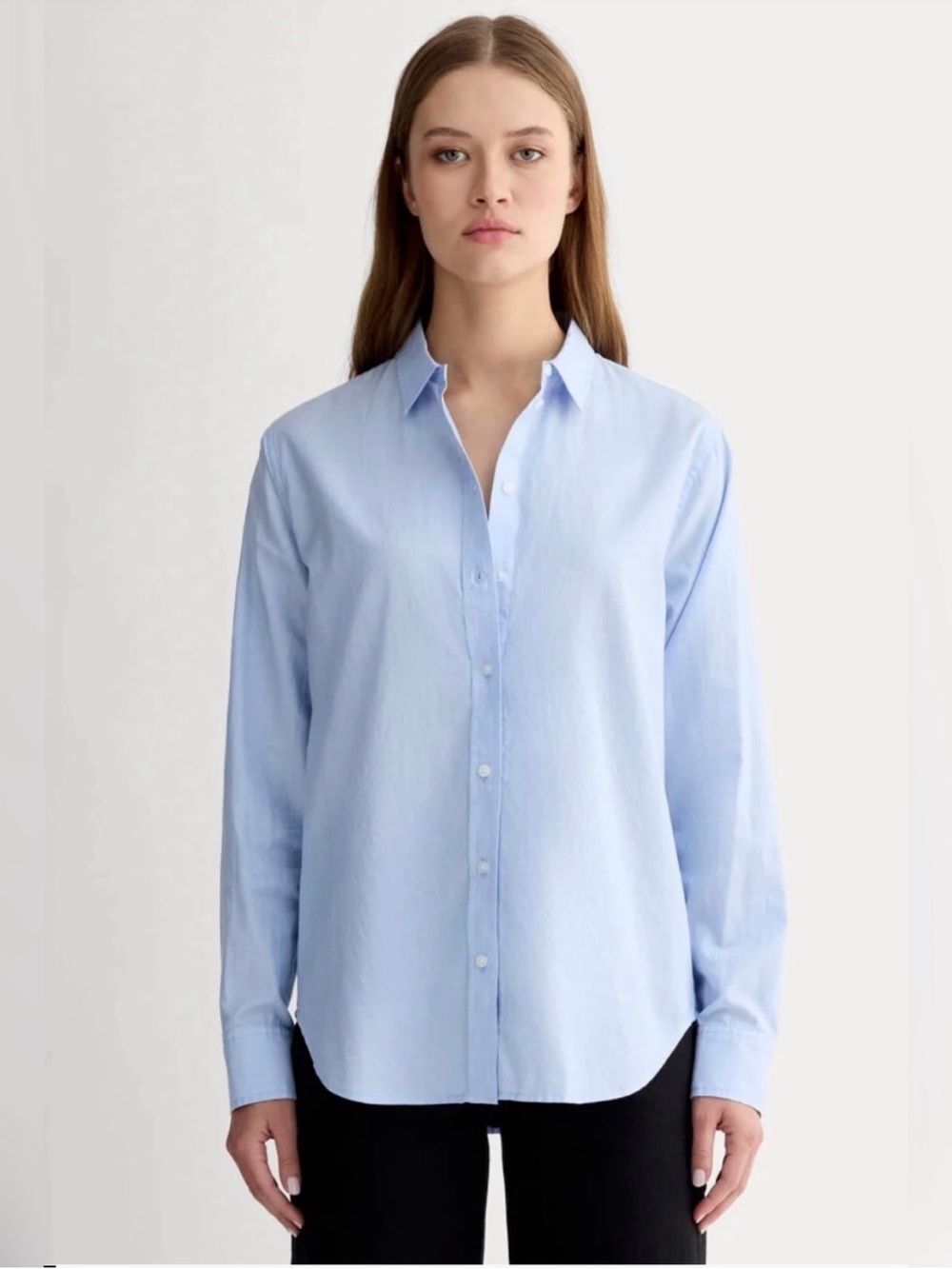 New Everlane THE MUST-HAVE SHIRT IN SILKY COTTON Pale Blue Size 16